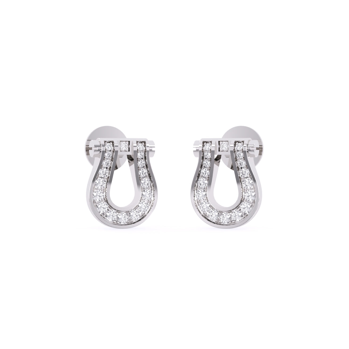 Rose Gold Lab Grown Diamond Lucky Horseshoe Stud Earrings